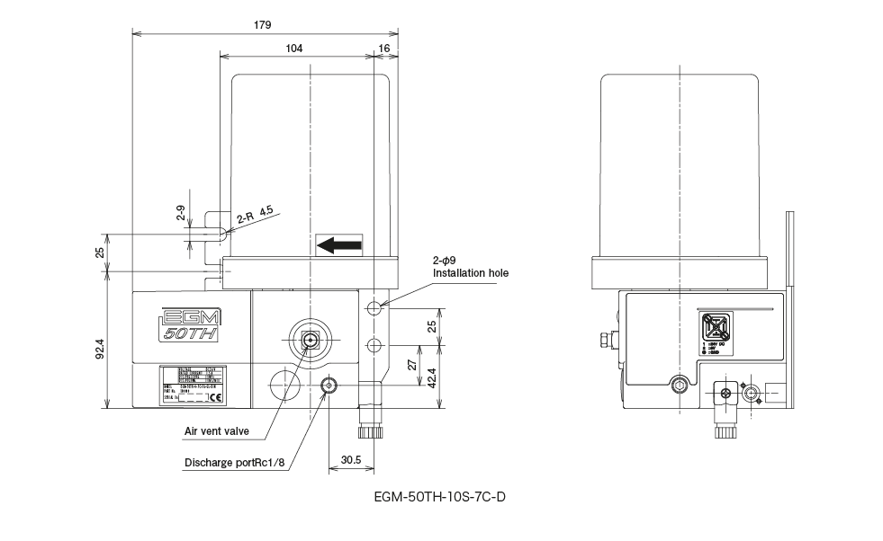 EGM-50TH type(Auto Lubrication Pump） Dimensional Drawing