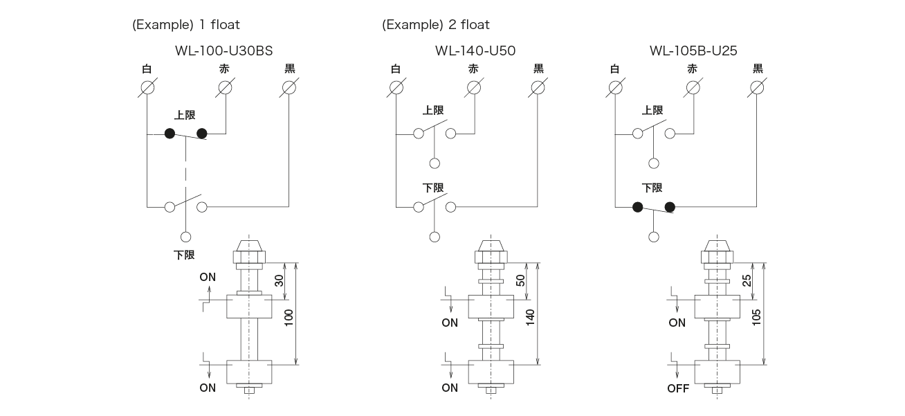W-105 · WL · WTL Type (oil level switch)Terminal Connection Connection Diagram