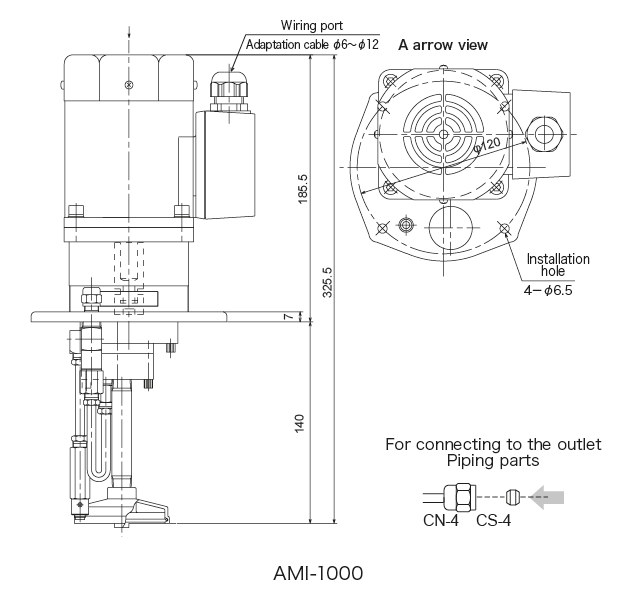 马达驱动的连续的齿轮泵ACM-II·AMI-300·AMI-1000尺寸图