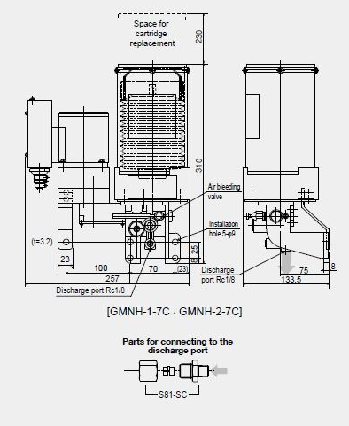Motorized grease pump GMNH　Dimensional drawing