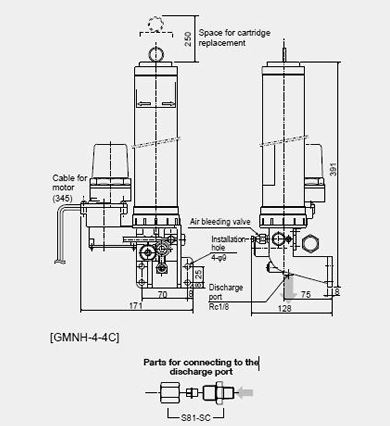 Motorized grease pump GMNH　Dimensional drawing