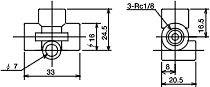 Junctions for Grease PDI Valve Dimensional drawing