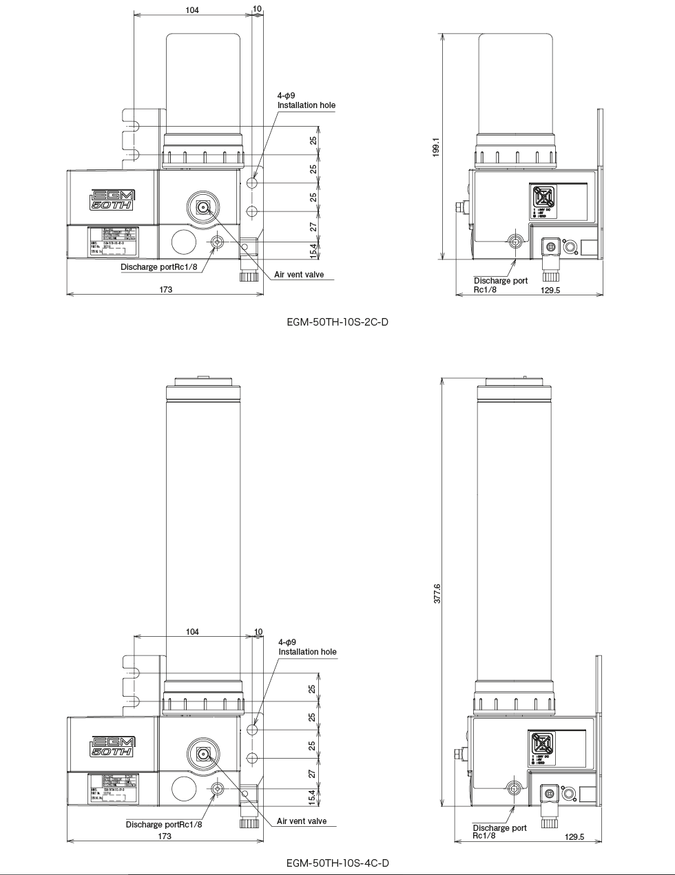 EGM-50TH type(Auto Lubrication Pump） Dimensional Drawing