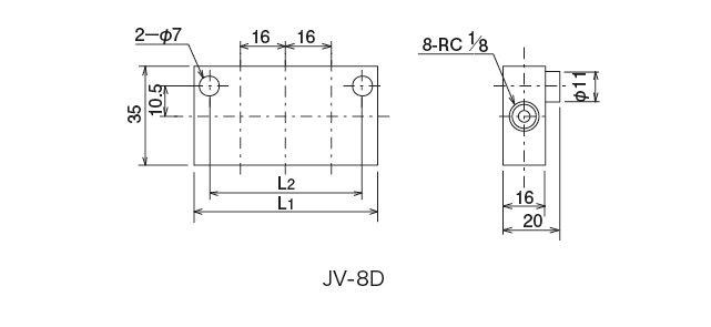 JV type(Junction） Dimensional Drawingなど