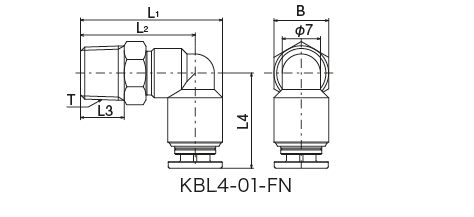 KBC · KBL · OTS · OTE Type (One touch fitting）
 Dimensional Drawing