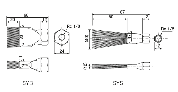 SYB · SYS type(Wire Brush）
 Dimensions